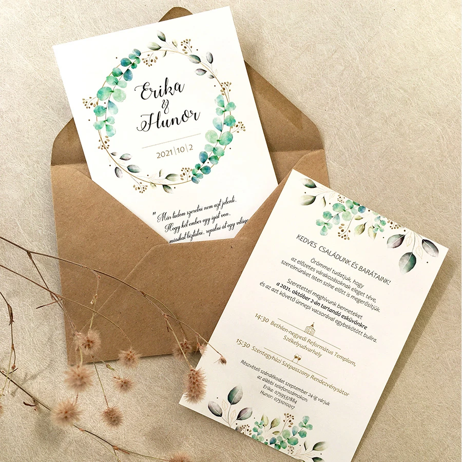Greenery Eukaliptusz Esküvői meghívó