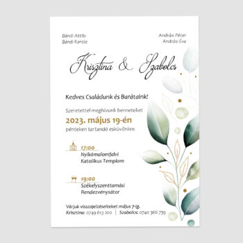 Greenery esküvői meghívó rendelésre