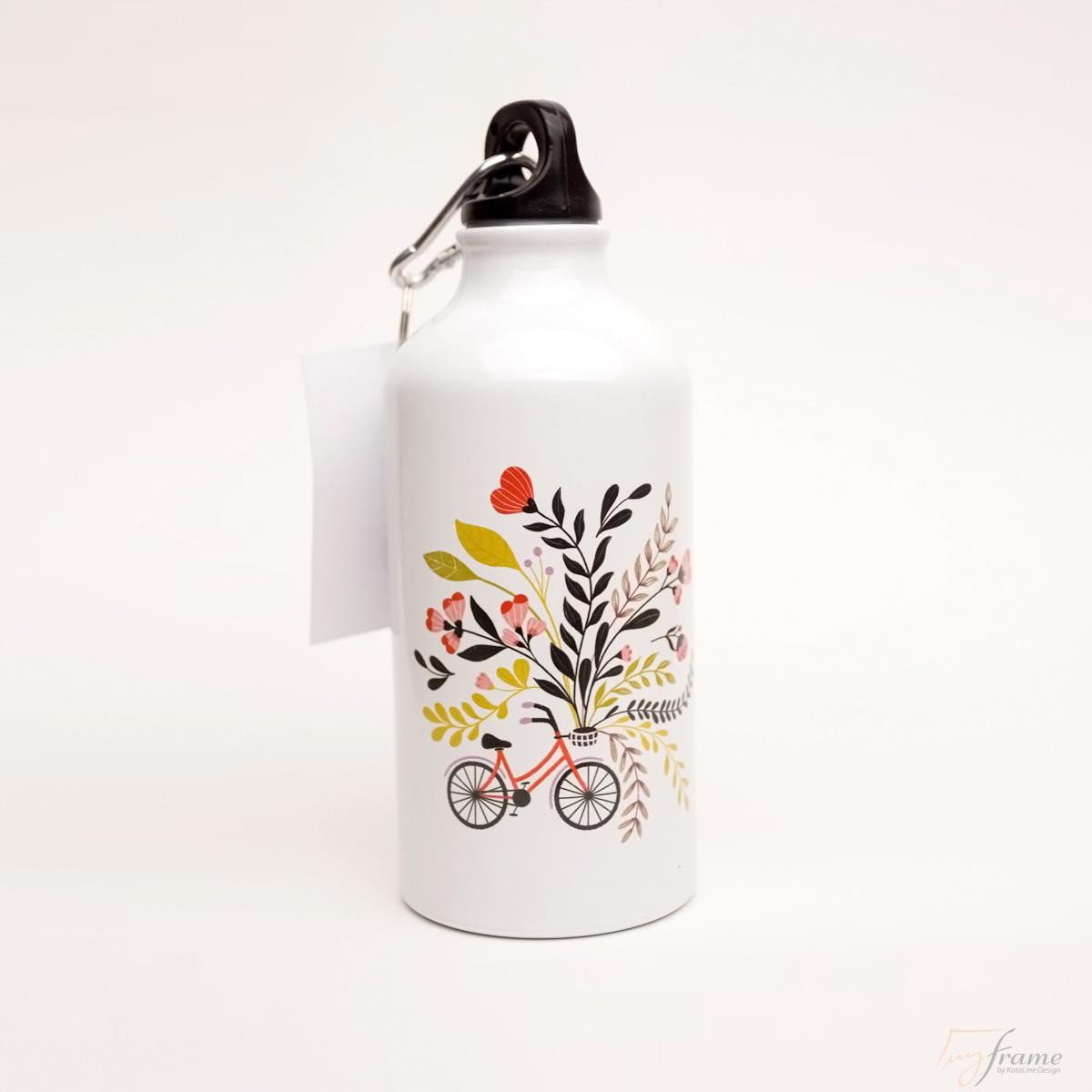 Egyedi alumínium kulacs biciklis illusztrációval - 750 ml