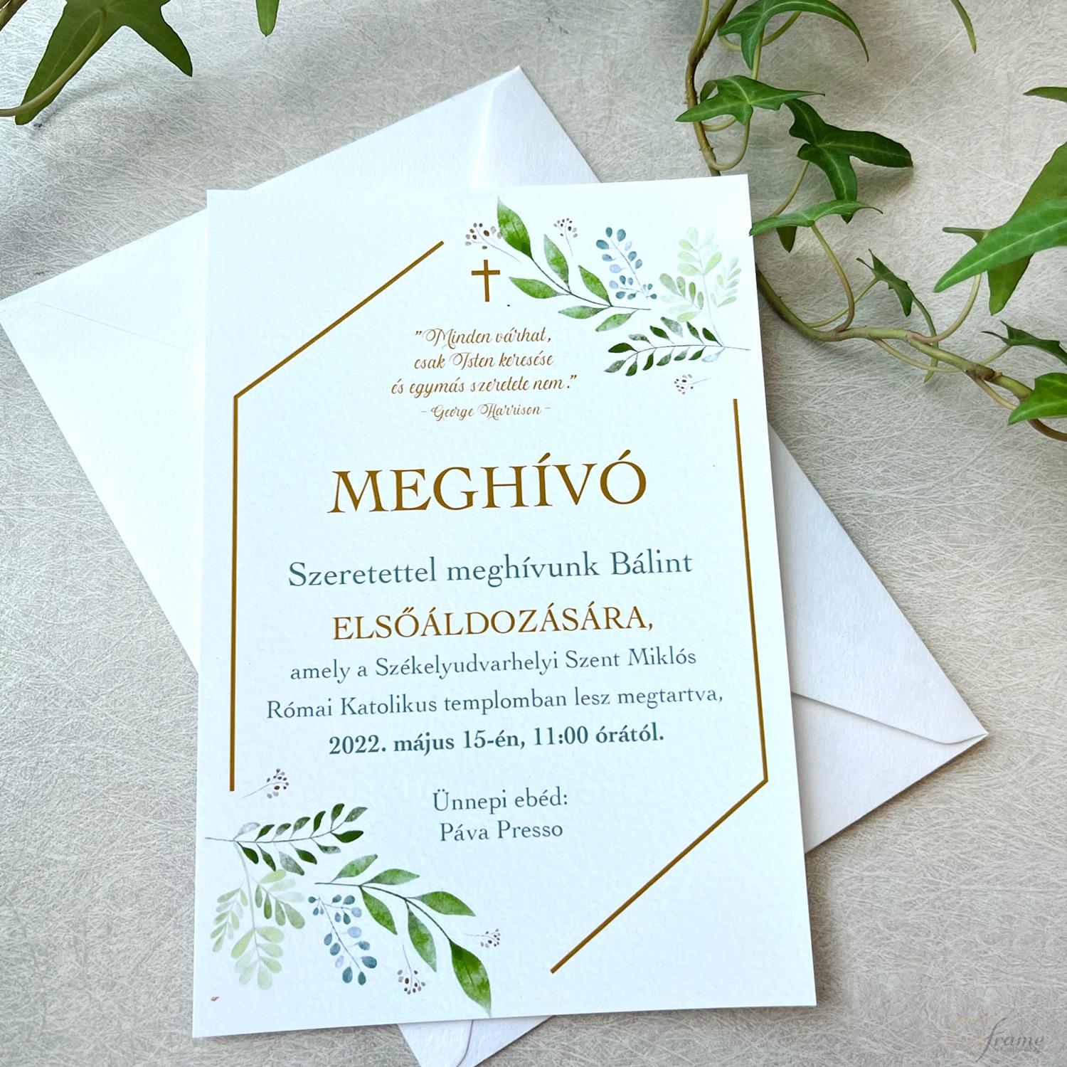 meghívó elsőáldozásra