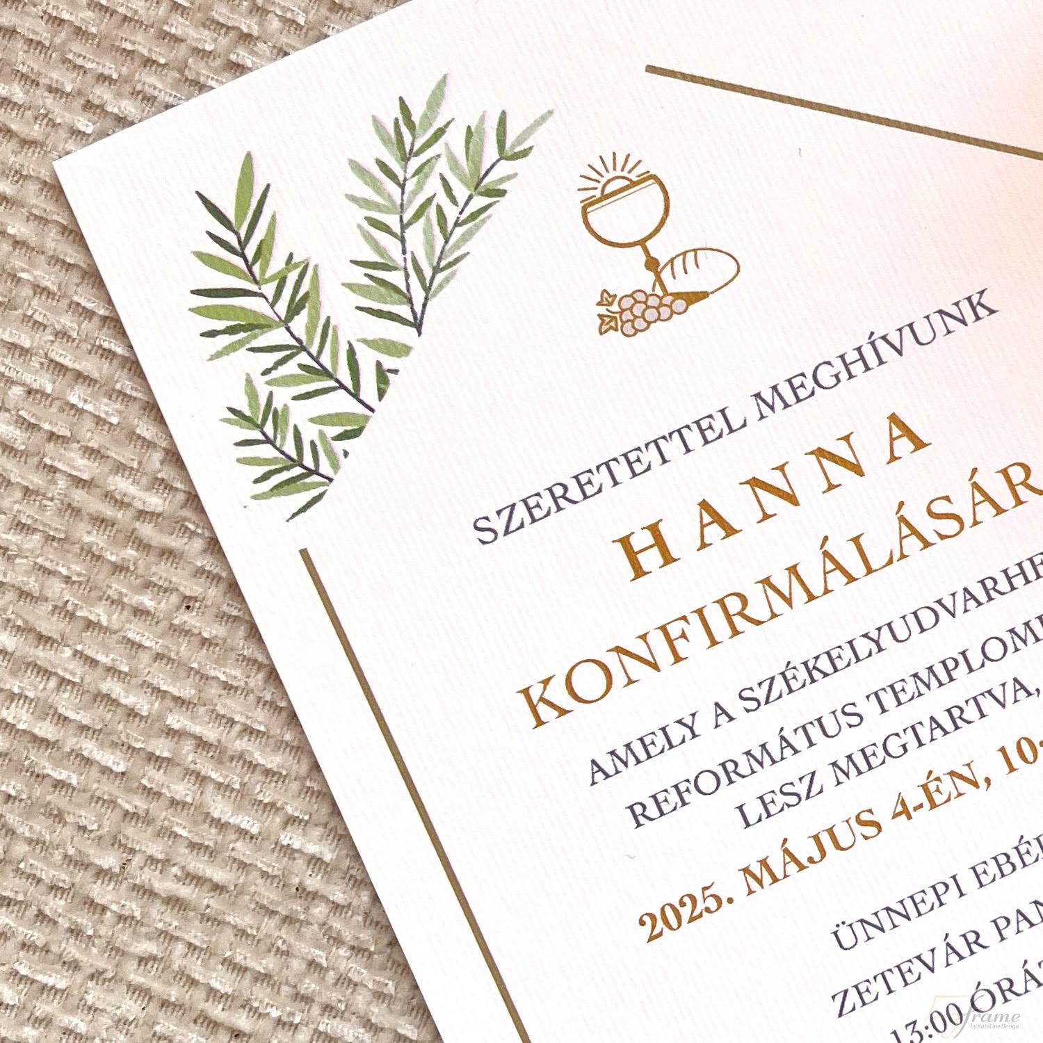 Konfirmációs meghívó – Arany kehely