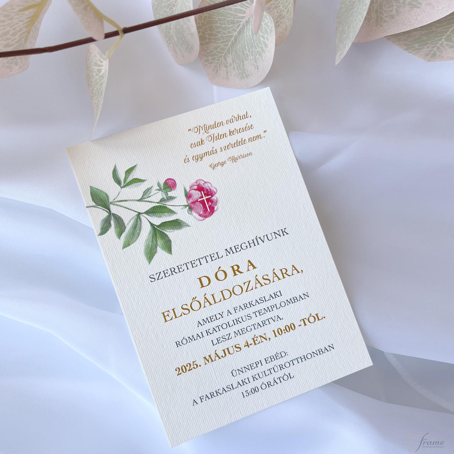 Meghívó elsőáldozásra – Pünkösdi rózsaszál