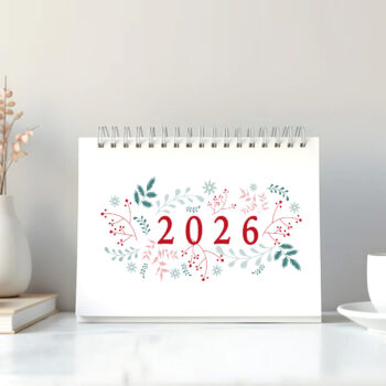 2026 virágmintás fényképes asztali naptár