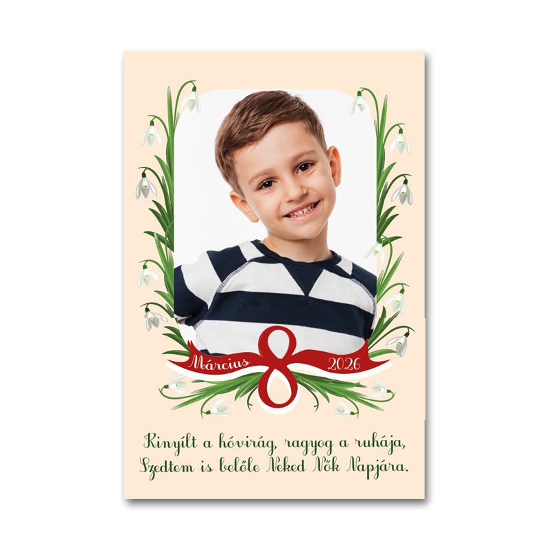 Magnet personalizat de 8 Martie cu ilustratie si cu poza, 7x10cm (model nr. 02)