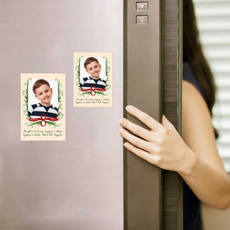 Magnet personalizat de 8 Martie cu ilustratie si cu poza, 7x10cm (model nr. 02)