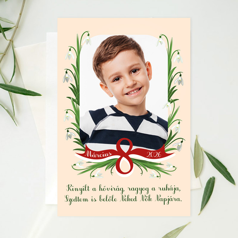 Personalizare felicitare de 8 Martie cu ilustratie si cu poza (model nr. 02)