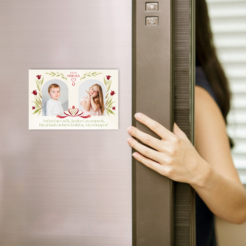 Magnet personalizat de 8 Martie cu ilustratie si cu poza (model nr. 27)