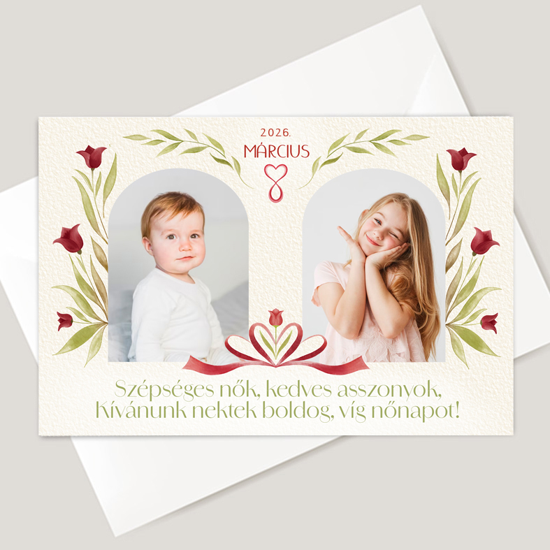 Personalizare felicitare de 8 Martie cu ilustratie si cu poza (model nr. 27)