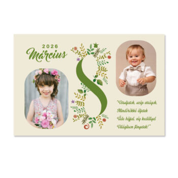 Március 8-as nagy hűtőmágnes két fényképpel (07. minta)